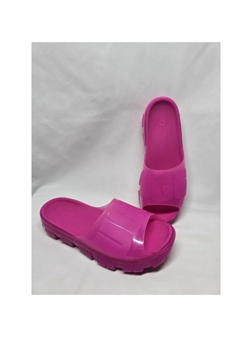 UGG Women’s Jelly Clear Slides Dragon Fruit/Hot Pink Platform Sandals Size 10